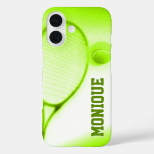 Funda iPhone 16 Baloncesto de tenis y deportes de raqueta verde