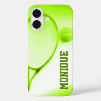 Funda iPhone 16 Baloncesto de tenis y deportes de raqueta verde