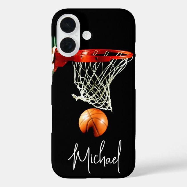 Funda iPhone 16 Baloncesto Reemplazar por su nombre (Reverso )