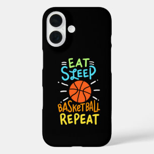 Funda iPhone 16 Baloncesto - Repetición de Eat Sleep Basketball