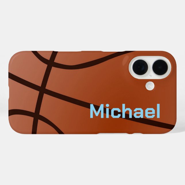 Funda iPhone 16 Baloncesto Su Nombre Información Personal (Reverso (Horizontal))