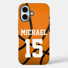 Funda iPhone 16 Baloncesto tu nombre Personalizable