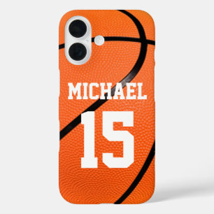 Funda iPhone 16 Baloncesto tu nombre Personalizable