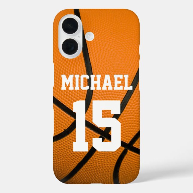 Funda iPhone 16 Baloncesto tu nombre Personalizable (Reverso )