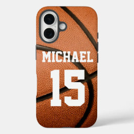 Funda iPhone 16 Baloncesto tu nombre Personalizable