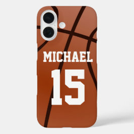 Funda iPhone 16 Baloncesto tu nombre Personalizable