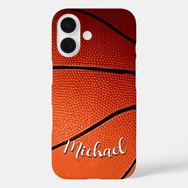 Funda iPhone 16 Baloncesto tu nombre Personalizado (Reverso )