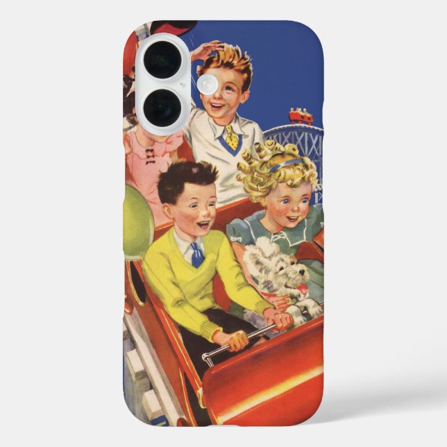 Funda iPhone 16 Balones de niños de la época de la montaña rusa de (Reverso )