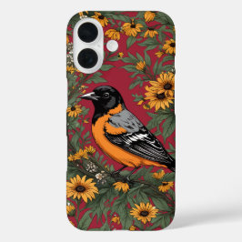 Funda iPhone 16 Baltimore Oriole Bird And Black Eyed Susan Flowers