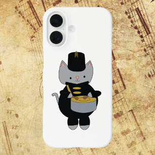Funda iPhone 16 Band Cat Black Gold de tambores que marchan
