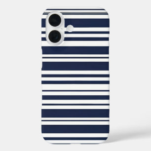 Funda iPhone 16 Banda azul y blanca de la Marina Clásica
