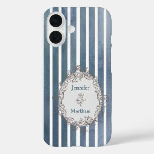 Funda iPhone 16 Banda de color azul-gris barroco