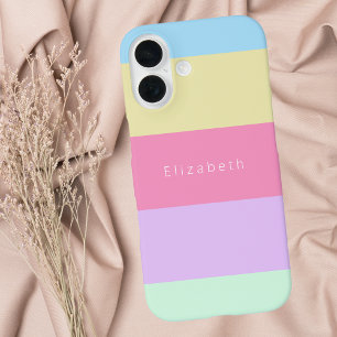 Funda iPhone 16 Banda de colores moderna del arcoiris pastel
