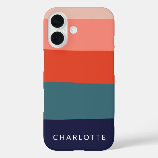 Funda iPhone 16  Bandas abstractas de la Marina y la Red Personali (Reverso )