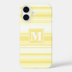 Funda iPhone 16 Bandas amarillas de limón monogramo