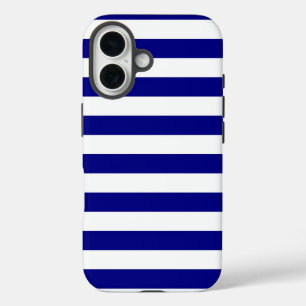 Funda iPhone 16 Bandas azul y blanca de la Marina