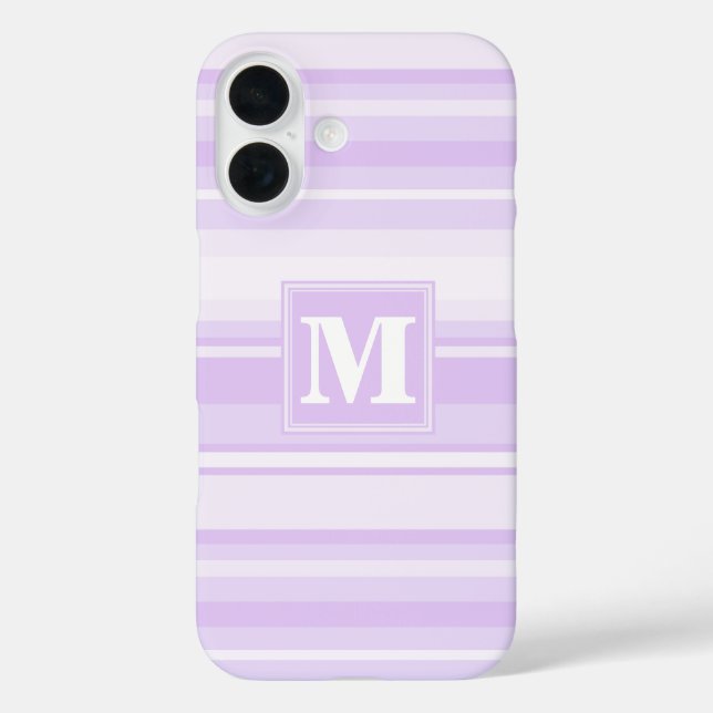 Funda iPhone 16 Bandas de lilac monogramo (Reverso )