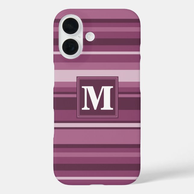 Funda iPhone 16 Bandas de mauve monogramo (Reverso )