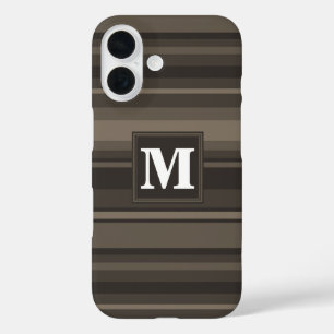 Funda iPhone 16 Bandas de taupe monogramo