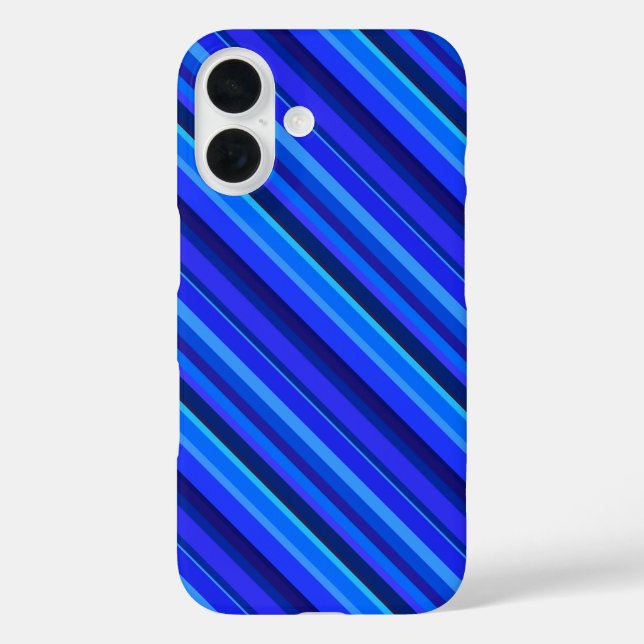 Funda iPhone 16 Bandas diagonales azules (Reverso )