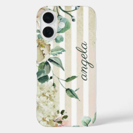 Funda iPhone 16 Bandas florales de color de agua suave