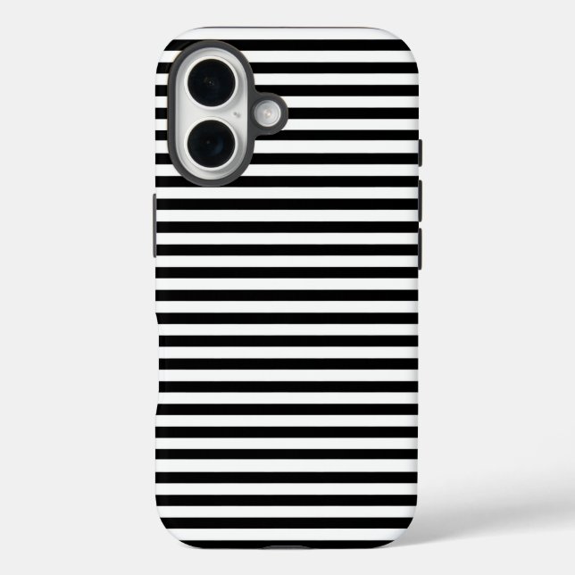 Funda iPhone 16 Bandas Horizontal En Blanco Y Negro (Reverso )