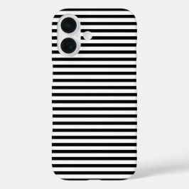 Funda iPhone 16 Bandas horizontales blancas y negras, modernas