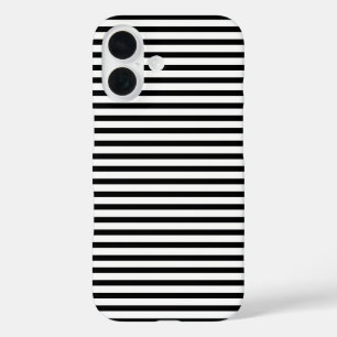 Funda iPhone 16 Bandas horizontales blancas y negras, modernas