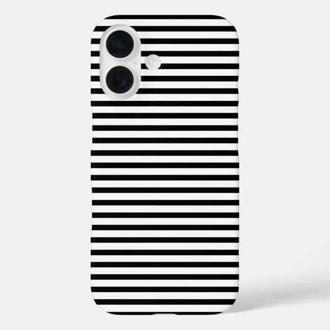 Funda iPhone 16 Bandas horizontales blancas y negras, modernas (Reverso )