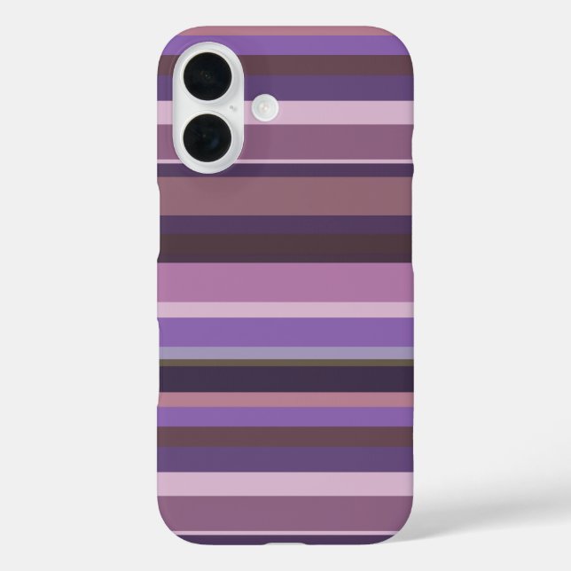 Funda iPhone 16 Bandas horizontales malvas (Reverso )