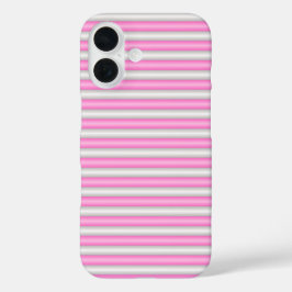 Funda iPhone 16 Bandas modernas de neón rosado con efecto 3D