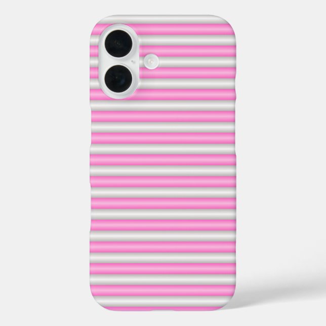 Funda iPhone 16 Bandas modernas de neón rosado con efecto 3D (Reverso )