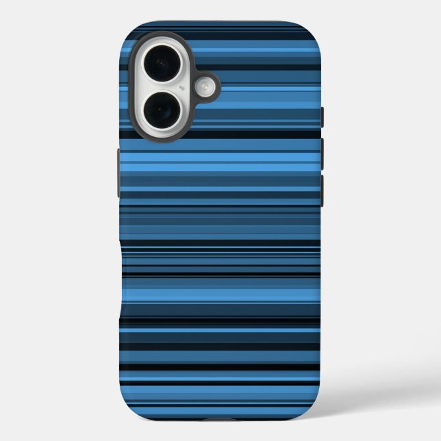 Funda iPhone 16 Bandas negras azules (Reverso )