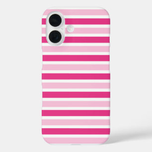 Funda iPhone 16 Bandas rosas y blancas clásicas