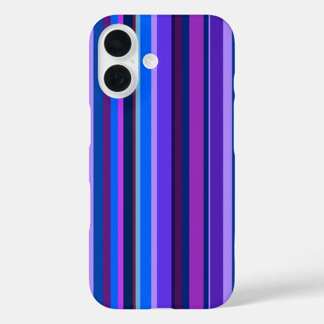 Funda iPhone 16 Bandas verticales azul y violeta (Reverso )