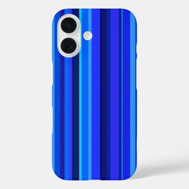 Funda iPhone 16 Bandas verticales azules (Reverso )