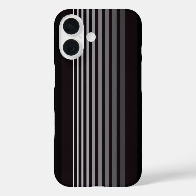 Funda iPhone 16 Bandas verticales de degradado monocromo moderno (Reverso )