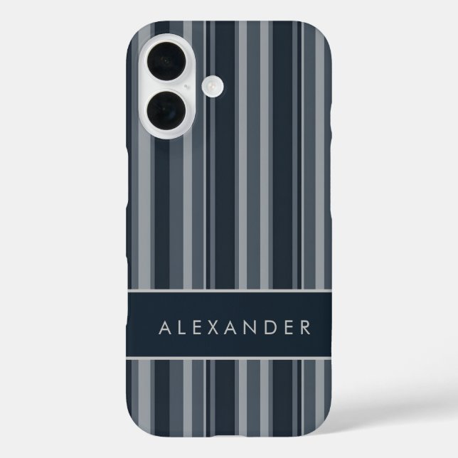 Funda iPhone 16 Bandas verticales retro elegantes (Reverso )