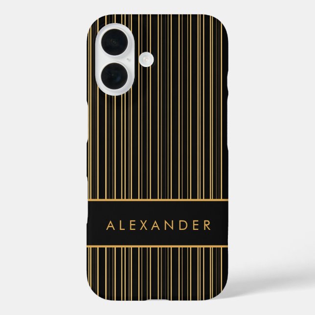 Funda iPhone 16 Bandas verticales retro elegantes (Reverso )