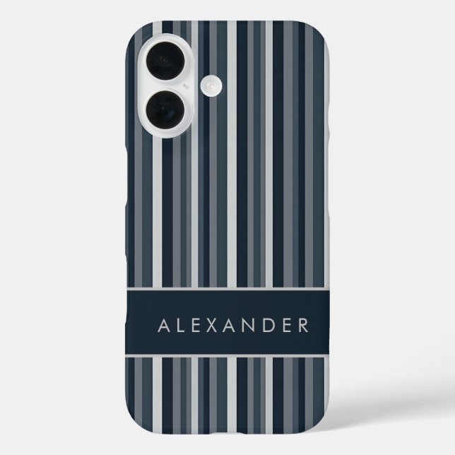 Funda iPhone 16 Bandas verticales retro elegantes (Reverso )