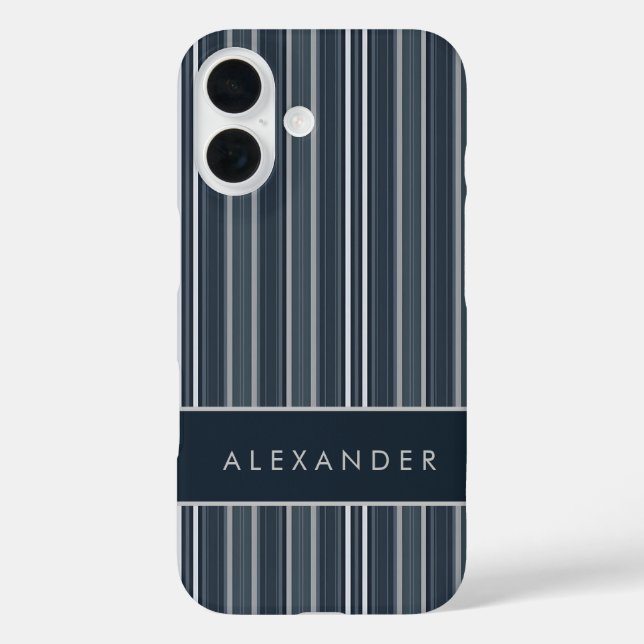 Funda iPhone 16 Bandas verticales retro elegantes (Reverso )