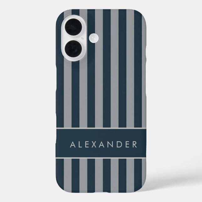 Funda iPhone 16 Bandas verticales retro elegantes (Reverso )