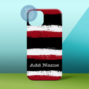Funda iPhone 16 Bandas y nombre de Grunge - blanco rojo negro