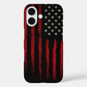 Funda iPhone 16 Bandera Americana Roja y Negra