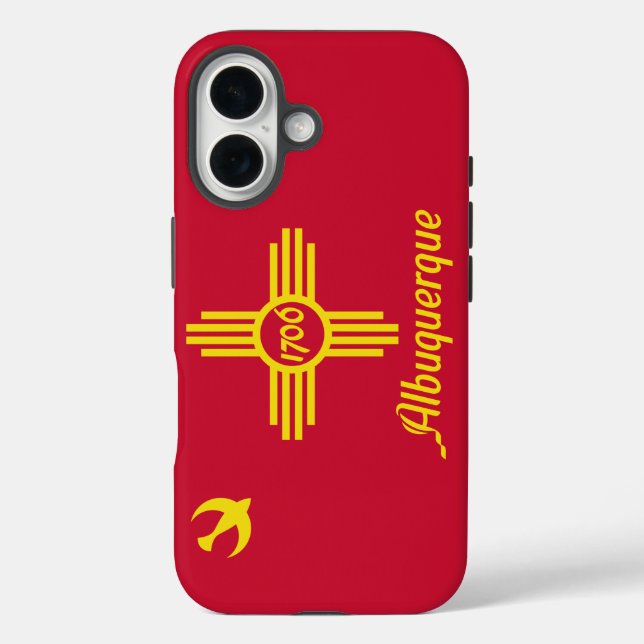 Funda iPhone 16 Bandera de Albuquerque, Nuevo México (Reverso )