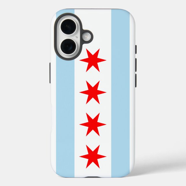 Funda iPhone 16 Bandera de Chicago, Illinois (Reverso )