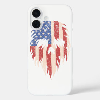 Funda iPhone 16 Bandera de EE. UU. Cráneo Barba | Diseño Patriótic