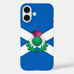 Funda iPhone 16 Bandera de Escocia con el cardo superpuesto