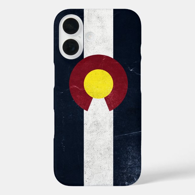 Funda iPhone 16 Bandera de Grunge oscuro de Colorado (Reverso )