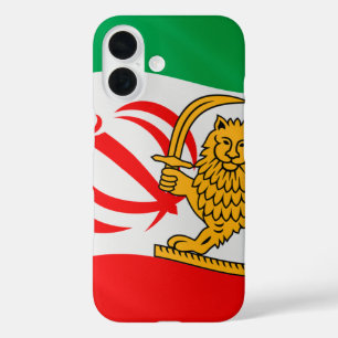 Funda iPhone 16 Bandera de Irán combinando el emblema de la Repúbl